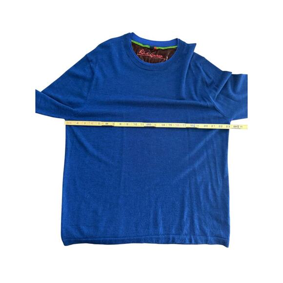 Robert Graham Men's Blue 100% Wool Crew Neck Long Sleeves Sweater Size 2XL - Picture 3 of 6